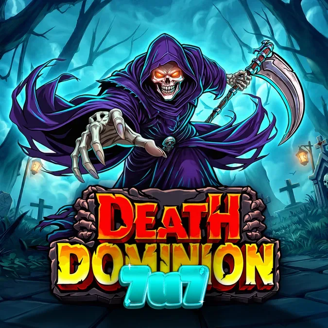 Death Dominion স্লট গেমের একটি দৃশ্য যেখানে গথিক গ্রাফিক্স এবং রিল দেখা যাচ্ছে।